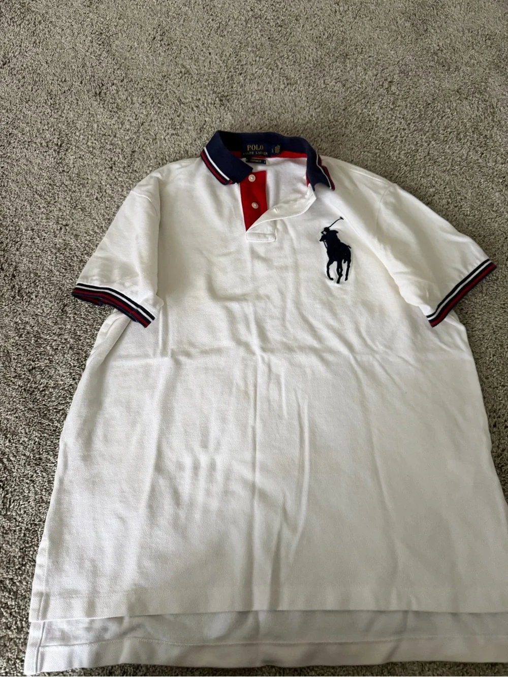 Ralph Lauren Big Pony Custom Fit White Polo Shirt
